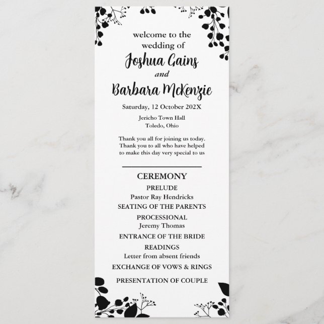 Black on white Flat Program (Front)