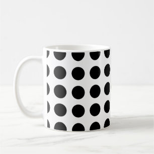 Black on White Large Size Diagonal Polka Dots  Coffee Mug
