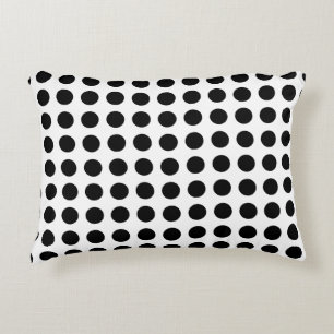 Black on White Large Size Horizontal Polka Dots Decorative Cushion