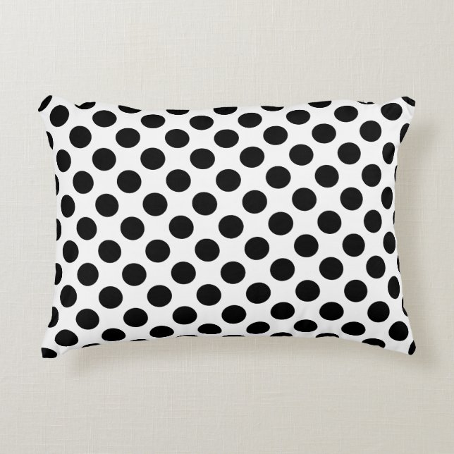 Black on White Large Size Polka Dots Decorative Cushion (Front)