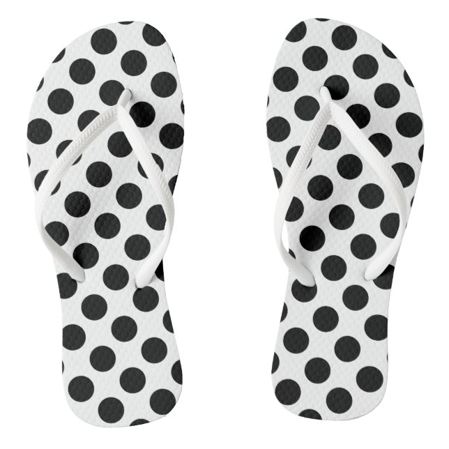 Black on White Large Size Polka Dots Thongs (Footbed)