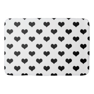 Black On White Lovely Hearts Design  Bath Mat