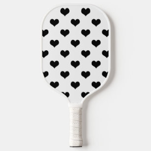 Black On White Lovely Hearts Design Pickleball Paddle