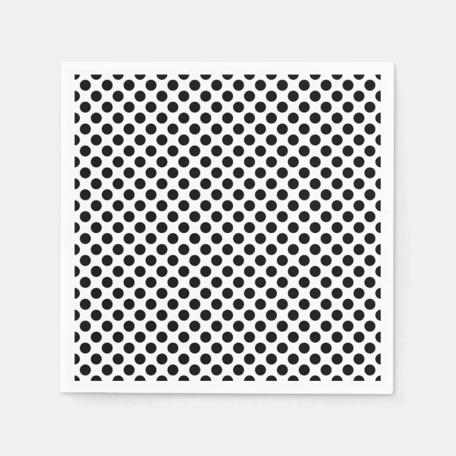 Black on White Medium Size Polka Dots Paper Napkin (Front)