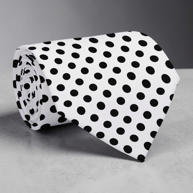 Black on White Mini Polka Dots Necktie (Creator Uploaded)