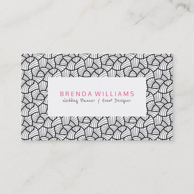 Black On White Modern Pattern Business Card (Front)