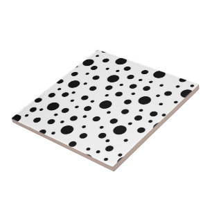 Black on White Polka Dot Pattern Baby Blanket Roun Ceramic Tile