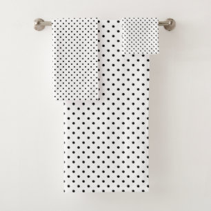 Black on White Polka Dot Pattern Bath Towel Set