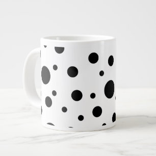 Black on White Polka Dot Pattern Large Coffee Mug