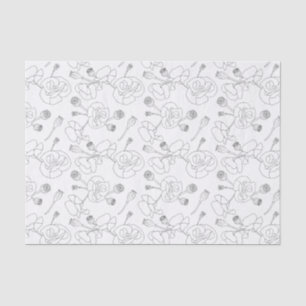 Black on White Poppies Tissue Paper