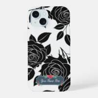 Black on White Rose Flower Pattern