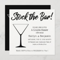 Black on White Script Stock the Bar Couples Shower