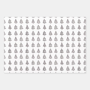 Black On White Tree Wrapping Paper