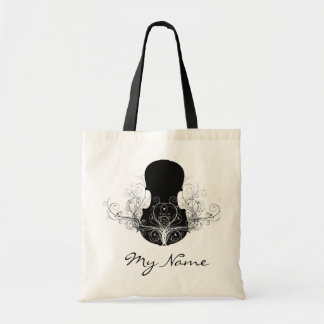 Black on White Violin Tote Bag