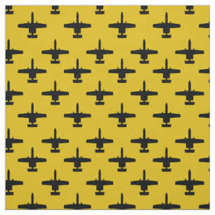 Black on Yellow A-10 Warthog Attack Jet Pattern Fabric