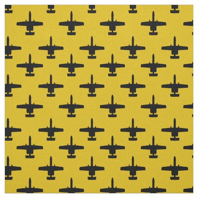 Black on Yellow A-10 Warthog Attack Jet Pattern Fabric (Swatch)