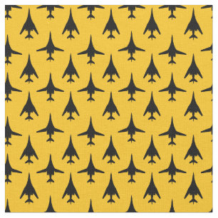 Black on Yellow B-1 Spirit Bomber Pattern Fabric