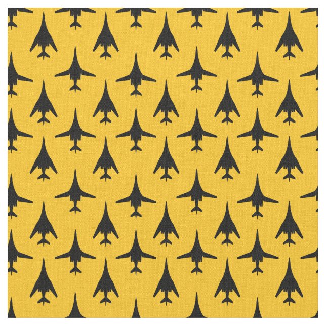 Black on Yellow B-1 Spirit Bomber Pattern Fabric (Close Up)