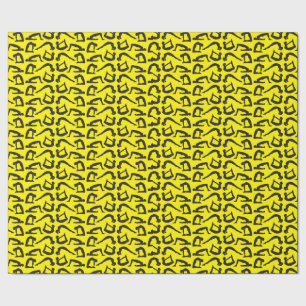 Black On Yellow Yoga Positions Silhouettes Wrapping Paper