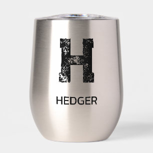 BLACK ONE LETTER MONOGRAM NAME STAINLESS STEEL