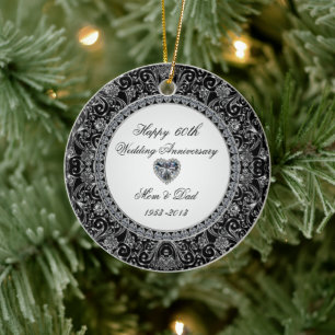 Black Onyx Diamond Wedding Anniversary Ceramic Ornament