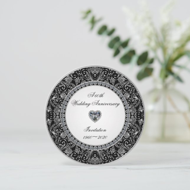 Black Onyx Diamond Wedding Anniversary Invitation (Standing Front)