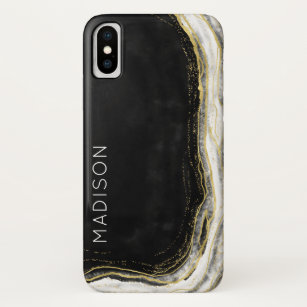 Black Onyx & Gold Foil Geode Agate Personalised Case-Mate iPhone Case