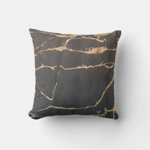 Black Onyx Modern Marble Gold Foil Gemstone Cushion