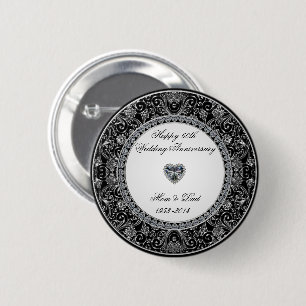 Black Onyx Style Diamond Wedding Anniversary 6 Cm Round Badge