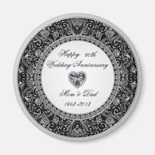 Black Onyx Style Diamond Wedding Anniversary Magnet