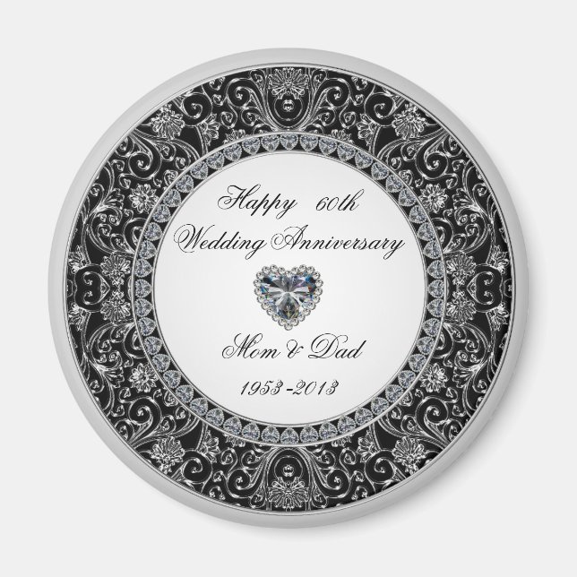 Black Onyx Style Diamond Wedding Anniversary Magnet (Front)