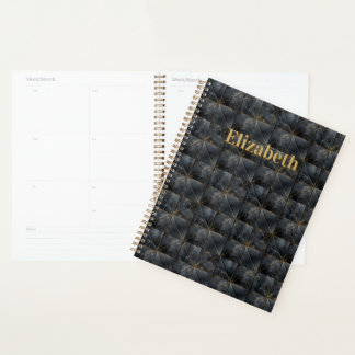Black Onyx Tiled Pattern Name Monogram Planner