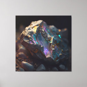 Black Opal Inspired Rock with Violet Highlights Canvas Print