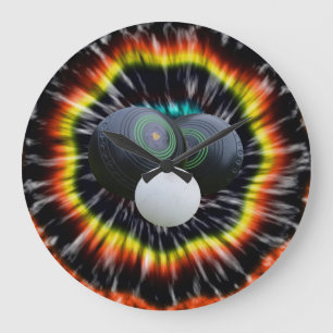 Black Opal Lawn Bowls Tie Dye,   Large Clock