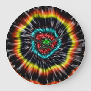 Black Opal Tie Dye, Large Clock