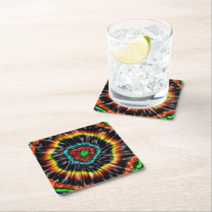 Black Opal Tie Dye, Square Paper Coaster