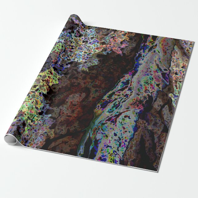Black Opalised Rock Wrapping Paper (Unrolled)