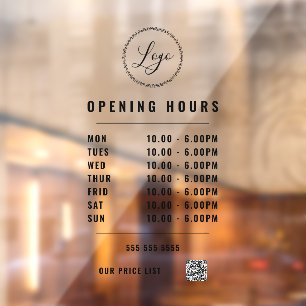 Black Opening Hours Logo QR Code Transparent 
