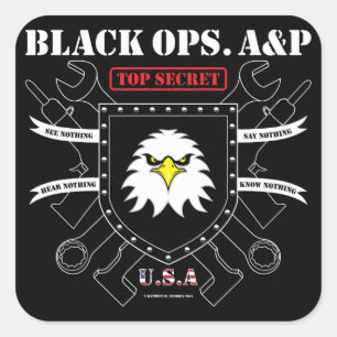 Black Ops. A&P Square Sticker