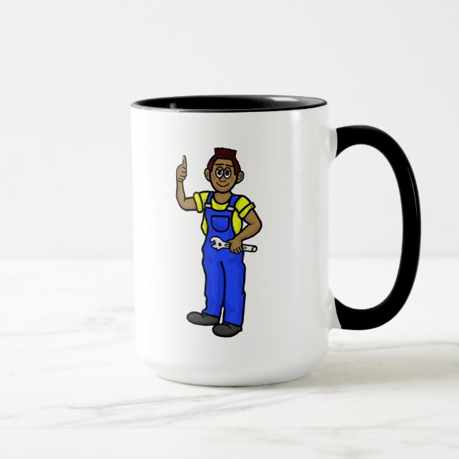 Black or African-American Auto Mechanic Mug + Name (Right)
