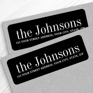 Black or any color family name return address return address label