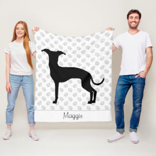 Black (Or Any Other Colour) Iggy Silhouette & Name Fleece Blanket