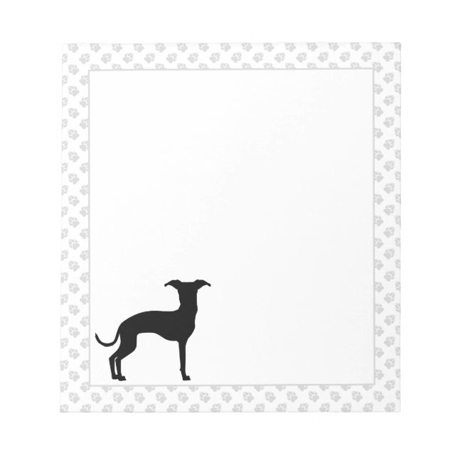 Black (Or Any Other Colour) Iggy Silhouette & Paws Notepad (Front)