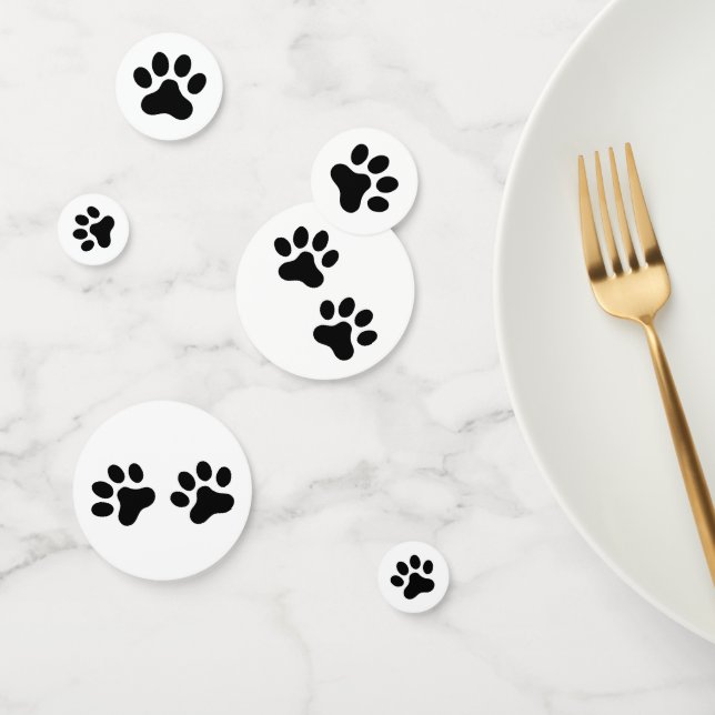 Black or custom colour paw print confetti (Group)