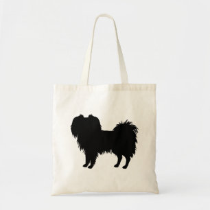 Black (Or Other Colour) Phalène Dog Silhouette Tote Bag