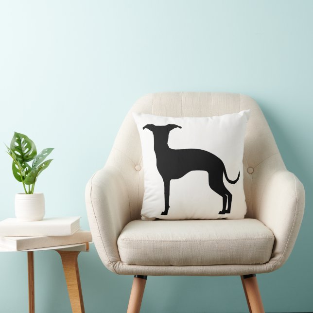 Black (Or Your Colour) Italian Greyhound Silhouett Cushion (Chair)