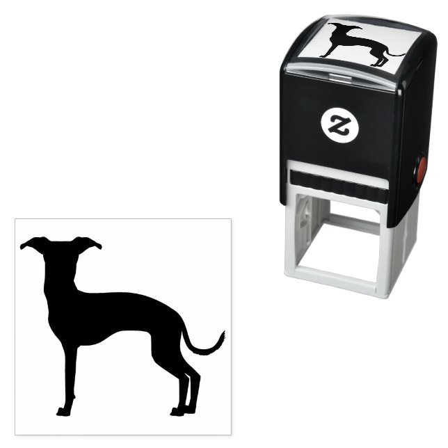 Black (Or Your Colour) Italian Greyhound Silhouett Self-inking Stamp (In Situ)