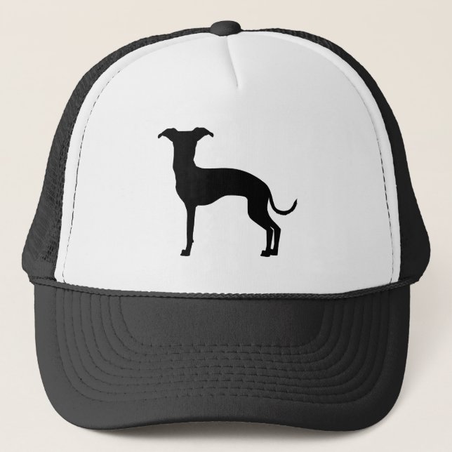 Black (Or Your Colour) Italian Greyhound Silhouett Trucker Hat (Front)