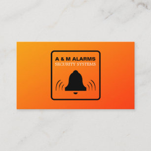 Black & Orange Alarm Logo, Security Alarm Service Business Card
