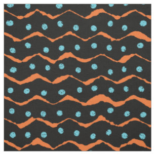 Black, Orange and Blue Pattern Fabric